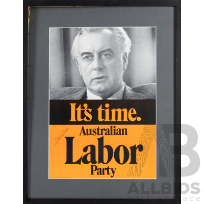 Vintage Signed Gough Whitlam Labour Party Poster (1972), 66 x 52 cm (frame)