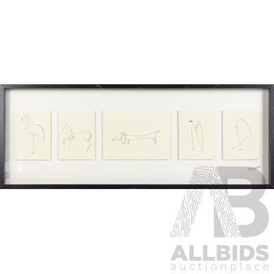 Vintage IKEA Picasso Landscape 5 Animal Print Glass Framed 104cm X 40cm