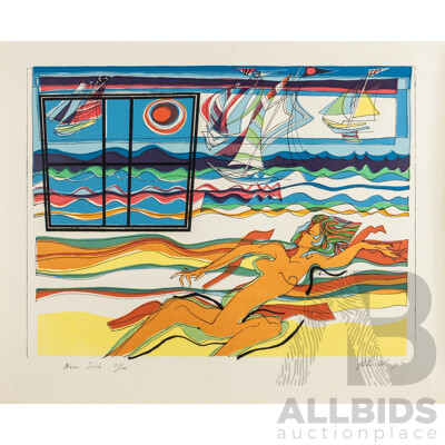 John Aland (1937-2005) 1970 Limited Edition Lithograph: Noon Sails: 1970 - No X of 100