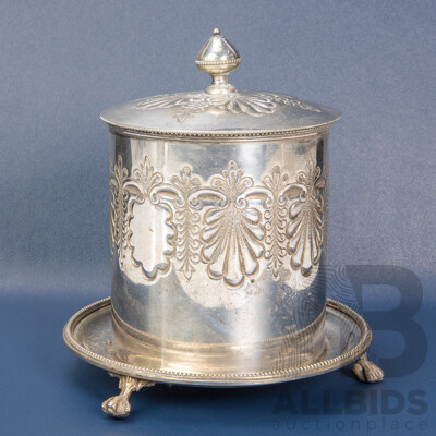 Antique Silver Plated English Biscuit Canister by H&H