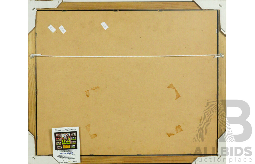 Wonderful Black Caviar Limited Edition 47 of 500 & Signed Framed Photographic Display, 46 x 56  cm (frame)