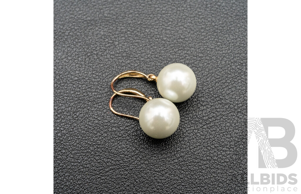 3 Strand Baroque Freshwater Pearl Necklace and Pearl Earring Set - Lot of 2