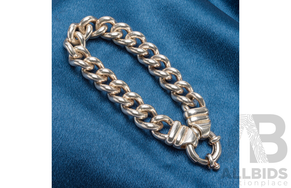 925 Sterling Silver Curb Link Bracelet by Mazzucchelli's - 78.45gms
