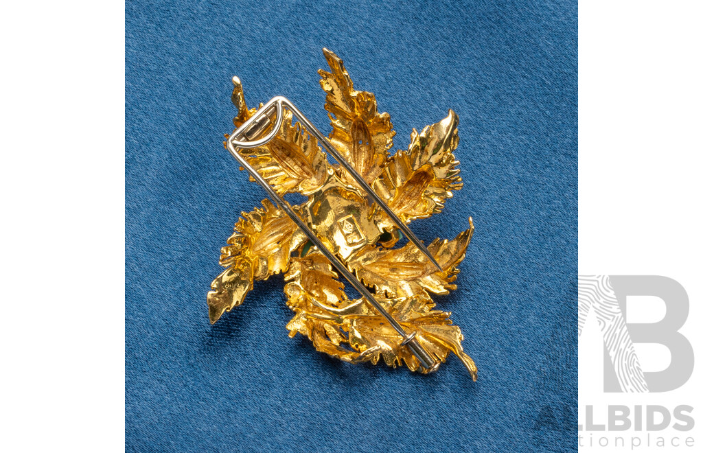 18ct Yellow Gold Vintage Blooming Flower Brooch - 18.68gms