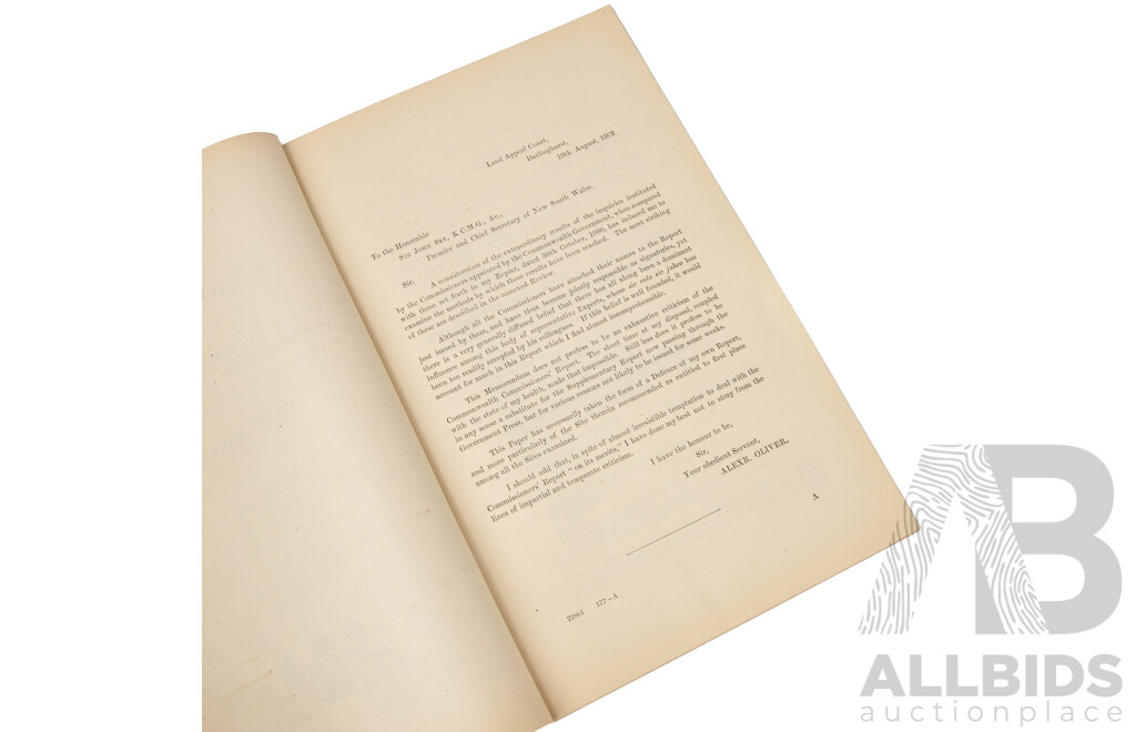 Legislative Council of New South Wales - a Short Review of the Contents of the Report of the Commonwealth Commissioners on Site for the Seat of Government of the Commonwealth 1903