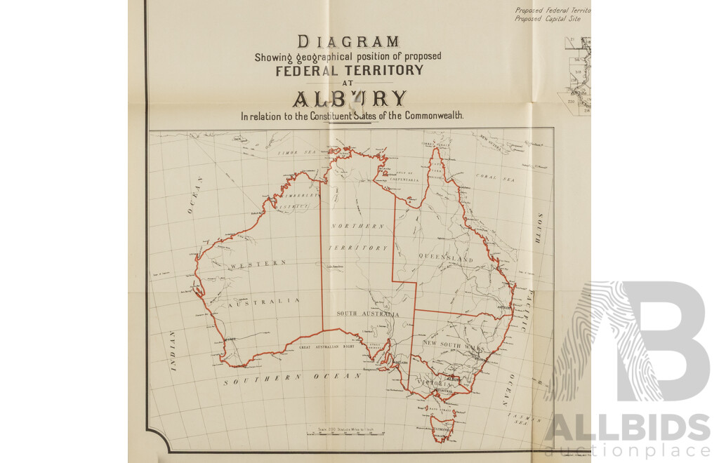 Early Sketch Map Showing Proposed Federal Territory and Capital Site at Albury