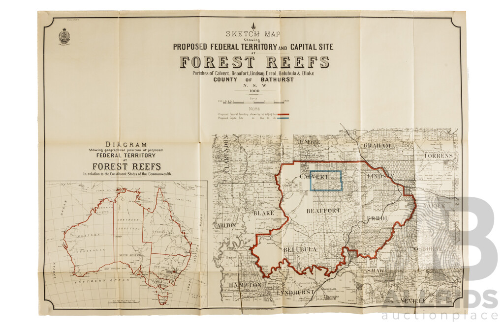 Early Sketch Map Showing Proposed Federal Territory and Capital Site at Forrest Reefs
