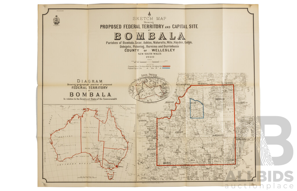 Early Sketch Map Showing Proposed Federal Territory and Capital Site at Bombala