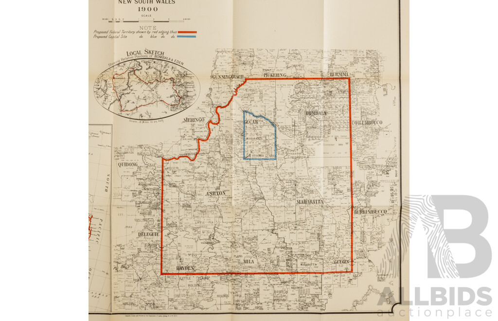 Early Sketch Map Showing Proposed Federal Territory and Capital Site at Bombala