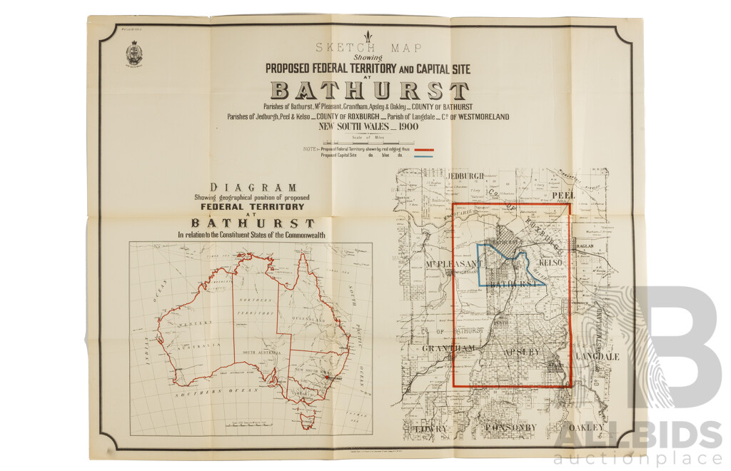 Early Sketch Map Showing Proposed Federal Territory and Capital Site at Bathurst