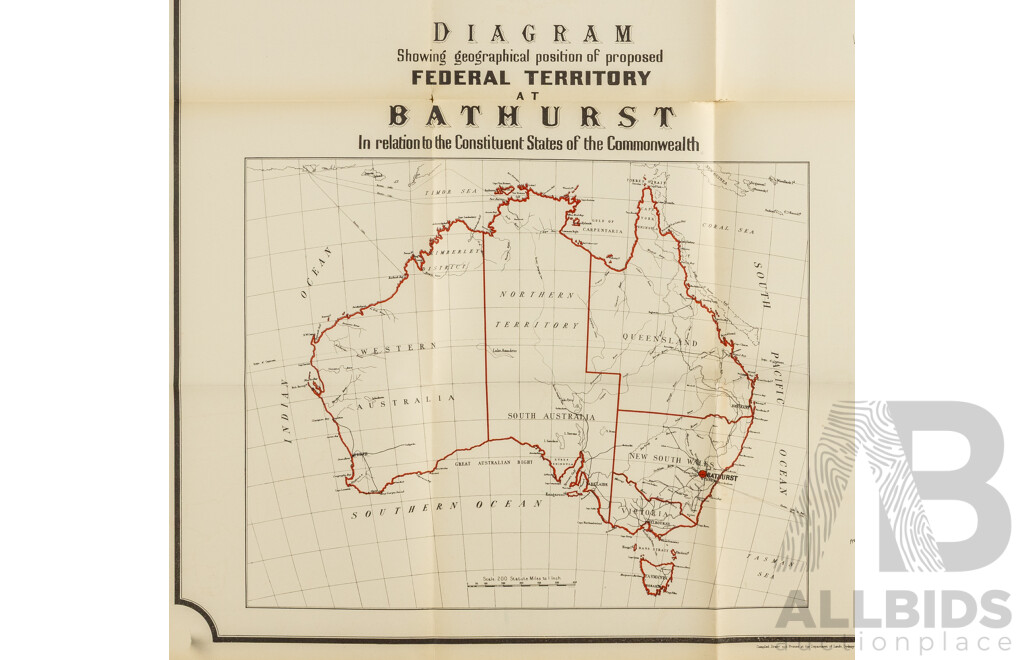Early Sketch Map Showing Proposed Federal Territory and Capital Site at Bathurst
