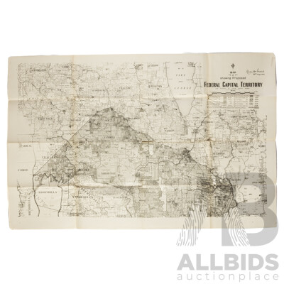 Early Map Showing Proposed Federal Capital Territory Marked 22 May 1909
