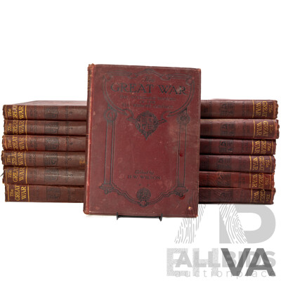 The Great War, Edited by H.W Wilson & J.A Hammerton, The Amalgamated Press, London, 1919, Volumes 1 to 13, Embossed Hardcovers