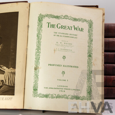 The Great War, Edited by H.W Wilson & J.A Hammerton, The Amalgamated Press, London, 1919, Volumes 1 to 13, Embossed Hardcovers