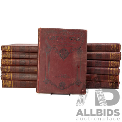 The Great War, Edited by H.W Wilson & J.A Hammerton, The Amalgamated Press, London, 1919, Volumes 1 to 13, Embossed Hardcovers