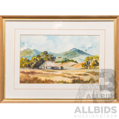 Joseph Vezgoff, (20th Century, Australian), Cooma Hills, Lovely Original Watercolour, 39 x 53 cm (frame)