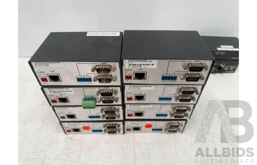 1x Extron IPLTS2 + 1x Extron USB Extender TX + 4x Extron USB Extender Plus R Receiver + 9x Extron IPLTS2 IP Link Controller