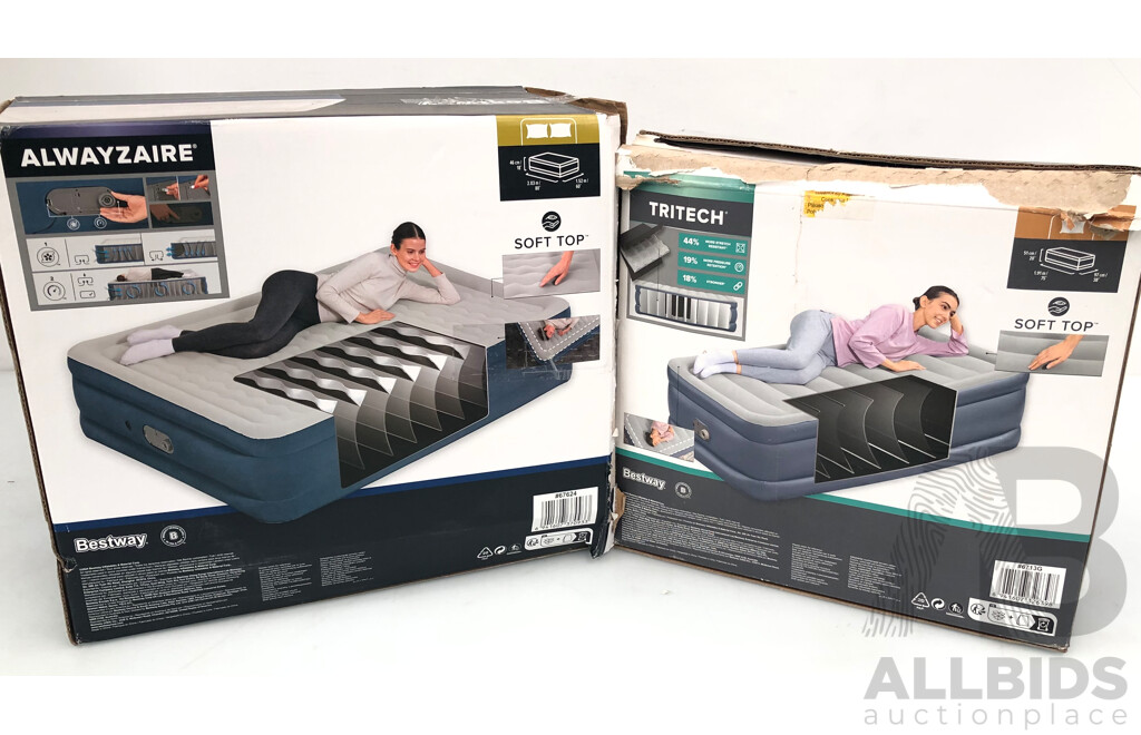 Bestway Single and Double Bed Air Mattresses with Built-in Pump - New