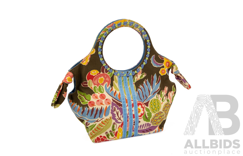 Spencer & Rutherford Floral Canvas Tote Bag with Ring Handle