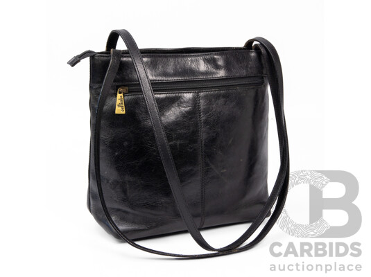 Cellini Black Leather Shoulder Bag