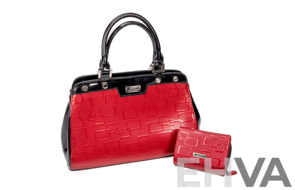 Ladies' Genuine Leather Handbag and Matching Wallet by Serenade Beverly Hills Collection
