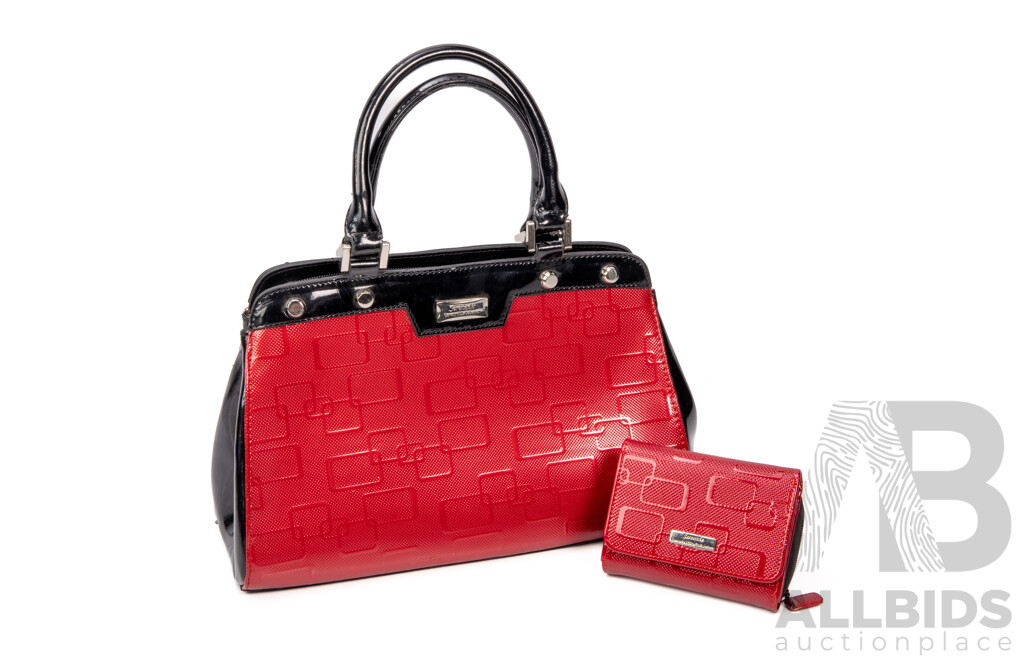 Ladies' Genuine Leather Handbag and Matching Wallet by Serenade Beverly Hills Collection