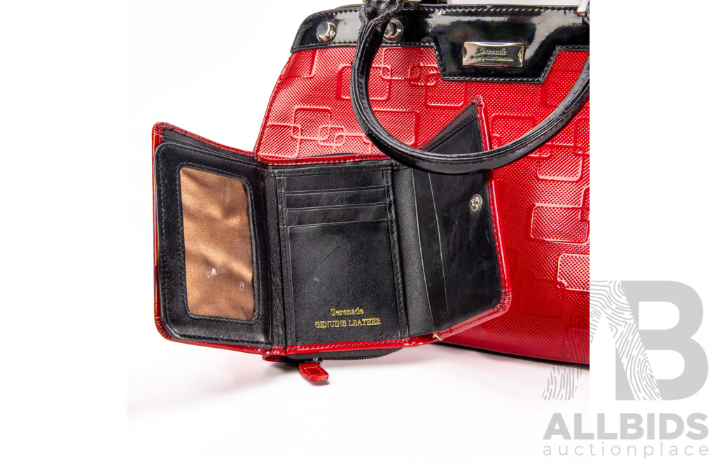 Ladies' Genuine Leather Handbag and Matching Wallet by Serenade Beverly Hills Collection