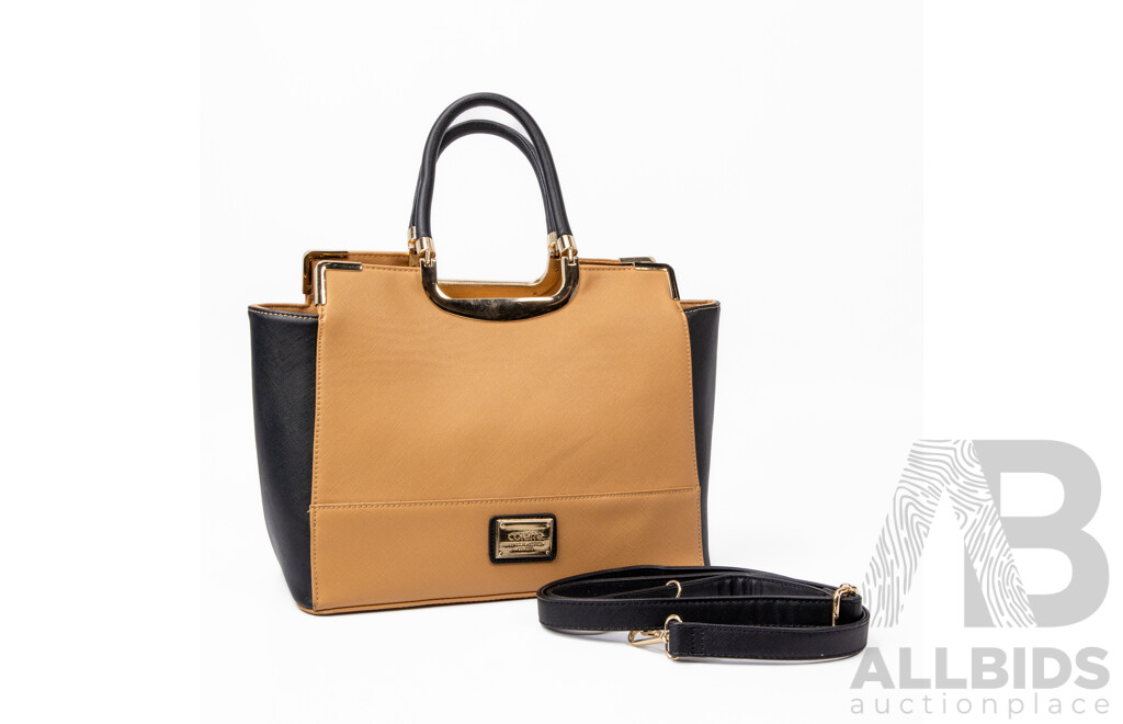 Colette Black & Light Tan Handbag with Shoulder Strap