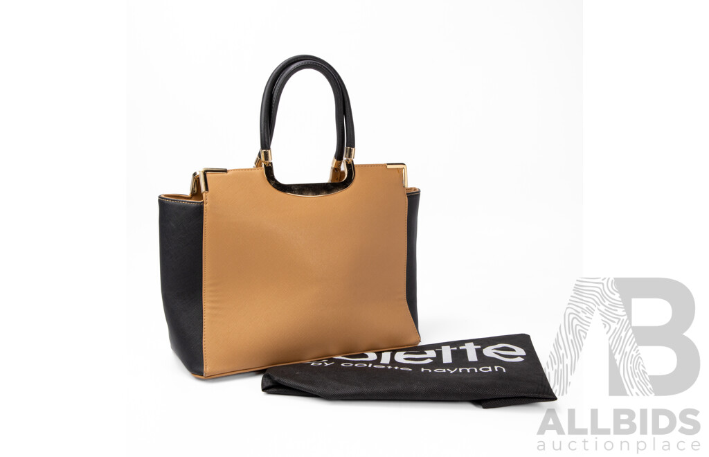 Colette Black & Light Tan Handbag with Shoulder Strap