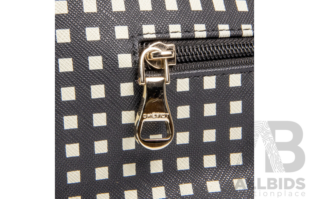 Cheviot Saffiano Black & White Checker Square Handbag with Strap