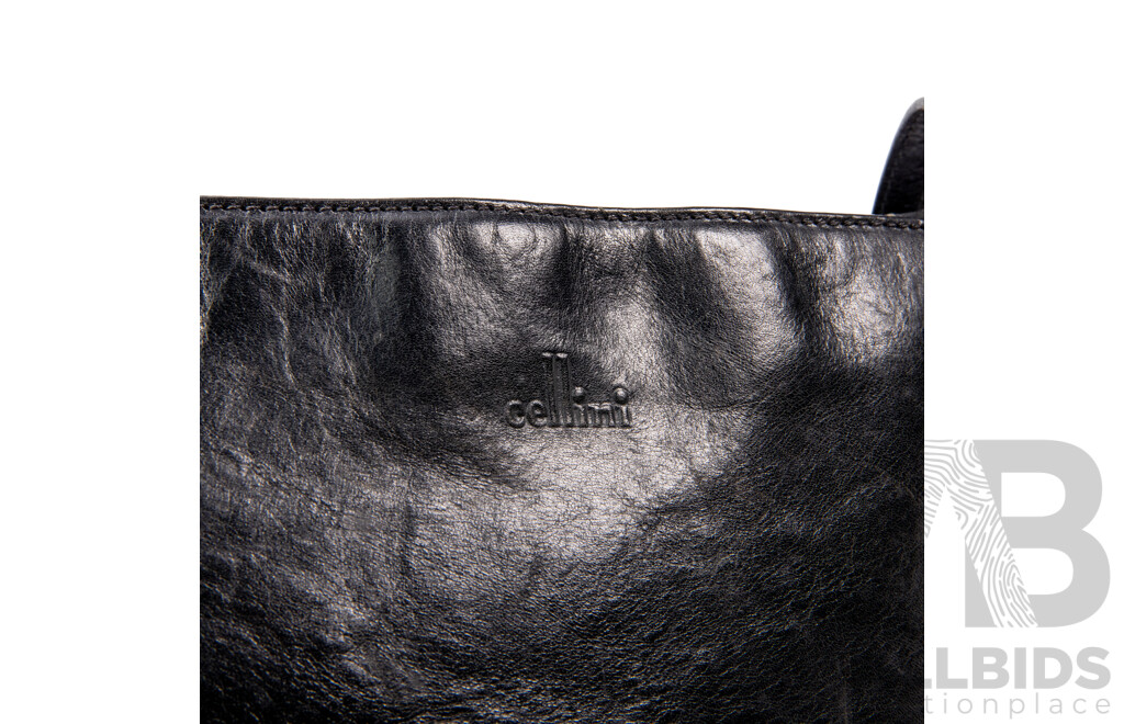 Cellini Black Leather Shoulder Bag