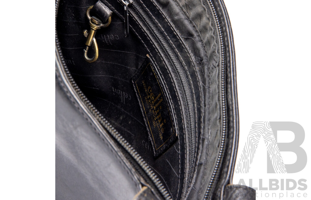 Cellini Black Leather Shoulder Bag