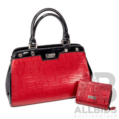 Ladies' Genuine Leather Handbag and Matching Wallet by Serenade Beverly Hills Collection