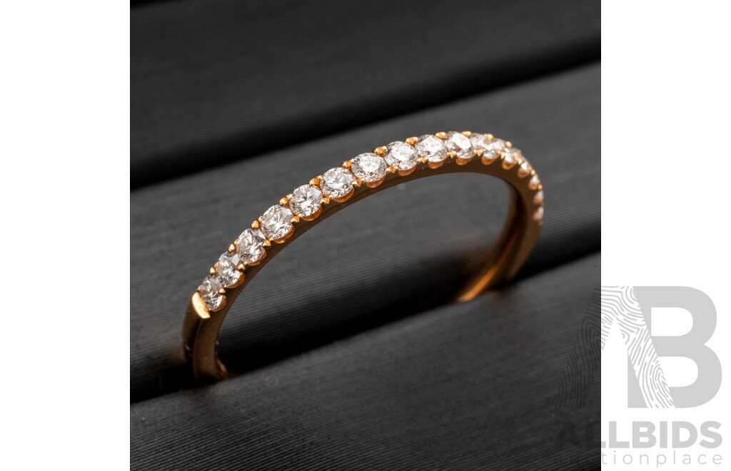 BRAND NEW - 18ct Rose Gold Diamond Set Wedding Ring, 0.32ct, Size Q, 2.06 Grams