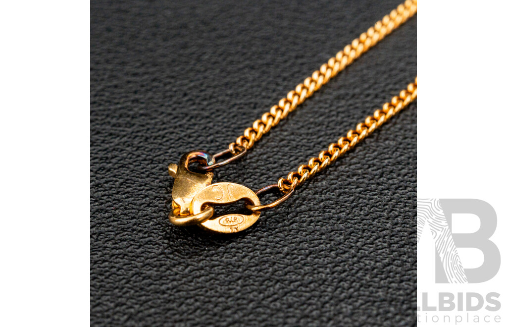 BRAND NEW - 9ct Unique Artisan Pink Tourmaline & Diamond Pendant, 37mm, on 9ct Yellow Gold Necklace, 55cm, 7.10 Grams