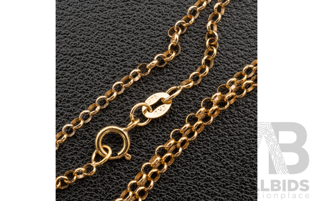 BRAND NEW - 9ct Unique Artisan Green Tourmaline & Diamond Pendant, 37mm, on 9ct Yellow Gold Necklace, 50cm, 6.58 Grams