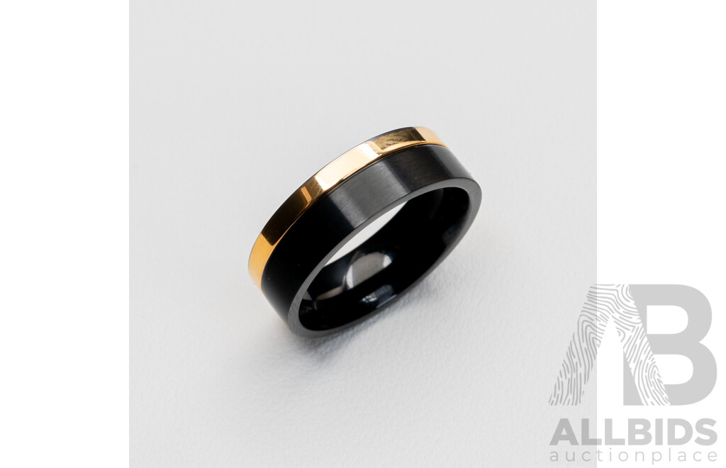 BRAND NEW - Blaze Titanium/Rose Gold Plated Mens Ring, Size U1/2