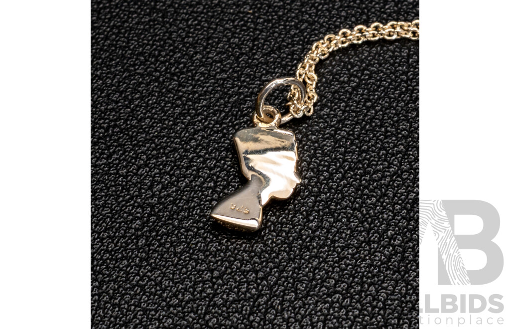 BRAND NEW - Sterling Silver Queen Nefertiti Pendant & Necklace, 2.40 Grams
