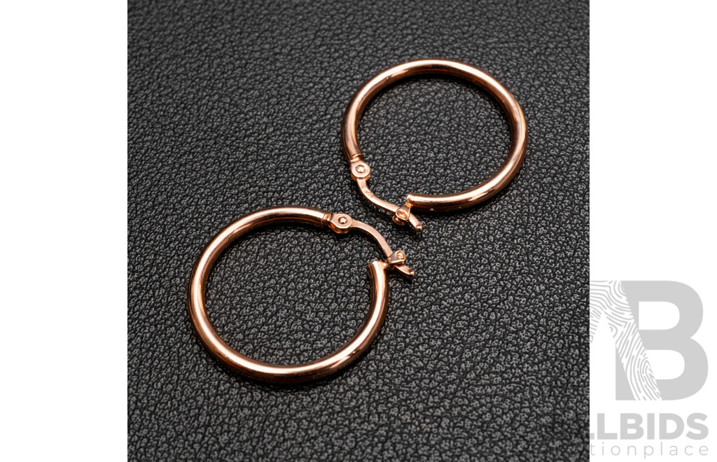 BRAND NEW - 9ct Rose Gold Hoop Earrings, 22mm, 0.93 Grams