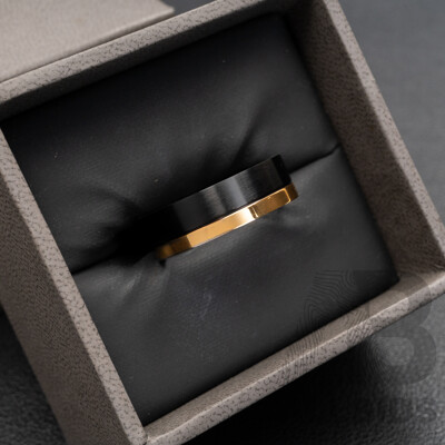 BRAND NEW - Blaze Titanium/Rose Gold Plated Mens Ring, Size U1/2