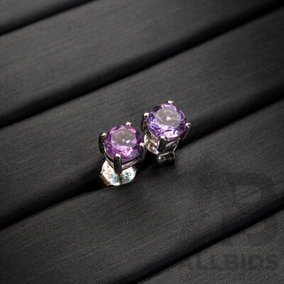 BRAND NEW - Sterling Silver Amethyst Stud Earrings, 5.0mm, 1.05 Grams