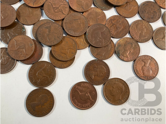Collection of Australian KGVI/QE2 Pennies Spanning 1951 to 1964