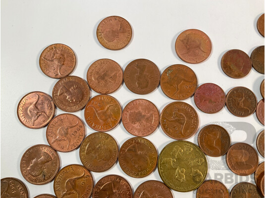 Collection of Australian KGVI/QE2 Pennies and Half Pennies Spanning 1942 to 1964