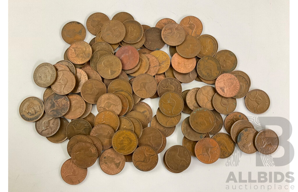 Collection of Australian KGVI/QE2 Pennies, Examples Spanning 1942 to 1964
