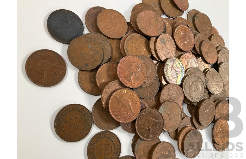 Collection of Australian KGV/KGVI/QE2 Pennies, Examples Spanning 1934 to 1964