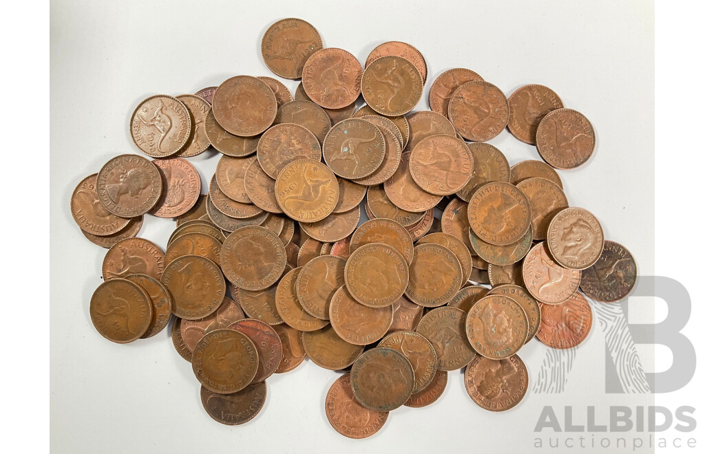 Collection of Australian KGVI/QE2 Pennies, Examples Spanning 1940 to 1964
