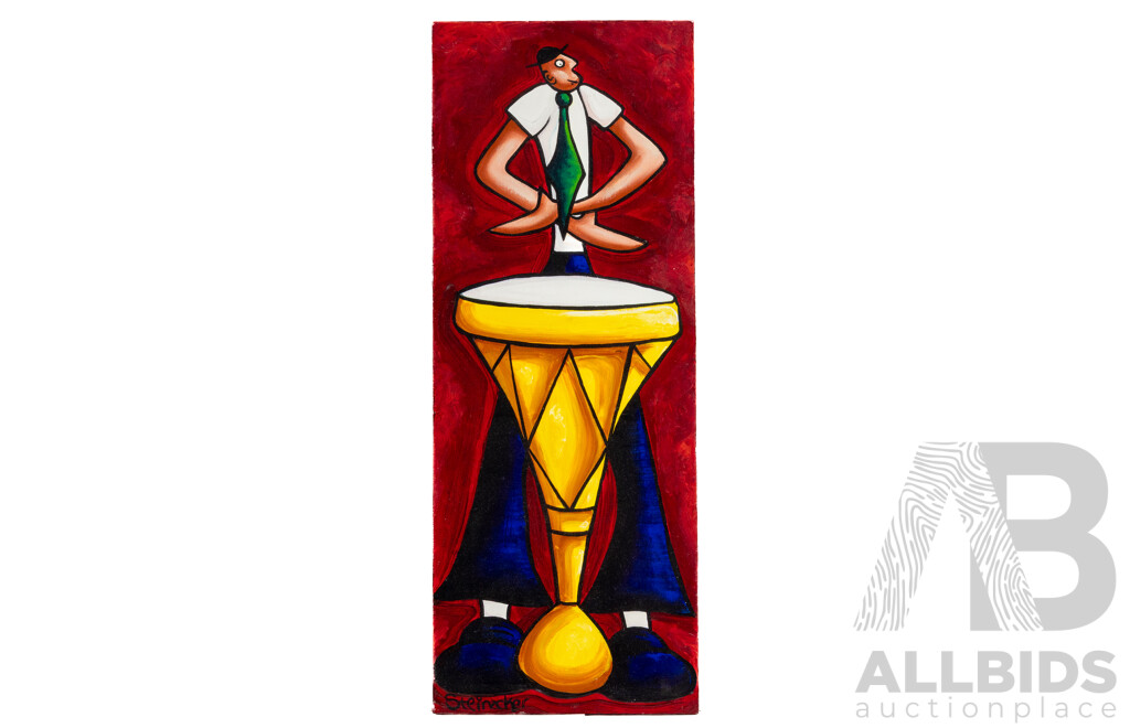 Jeff Steinacker (20th Century, American-Born Australian, 1970-), Jazz Trio, Wonderful Original Acrylics on Canvas Cloth, 90 x 34 cm (3)