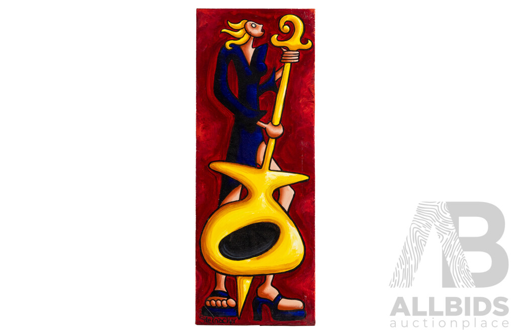 Jeff Steinacker (20th Century, American-Born Australian, 1970-), Jazz Trio, Wonderful Original Acrylics on Canvas Cloth, 90 x 34 cm (3)