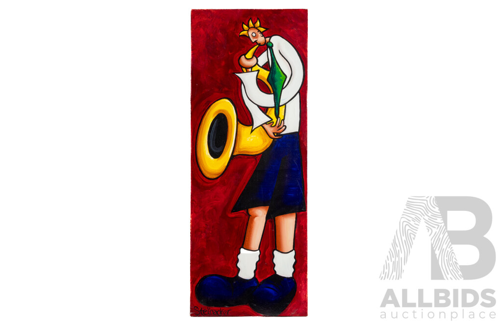 Jeff Steinacker (20th Century, American-Born Australian, 1970-), Jazz Trio, Wonderful Original Acrylics on Canvas Cloth, 90 x 34 cm (3)