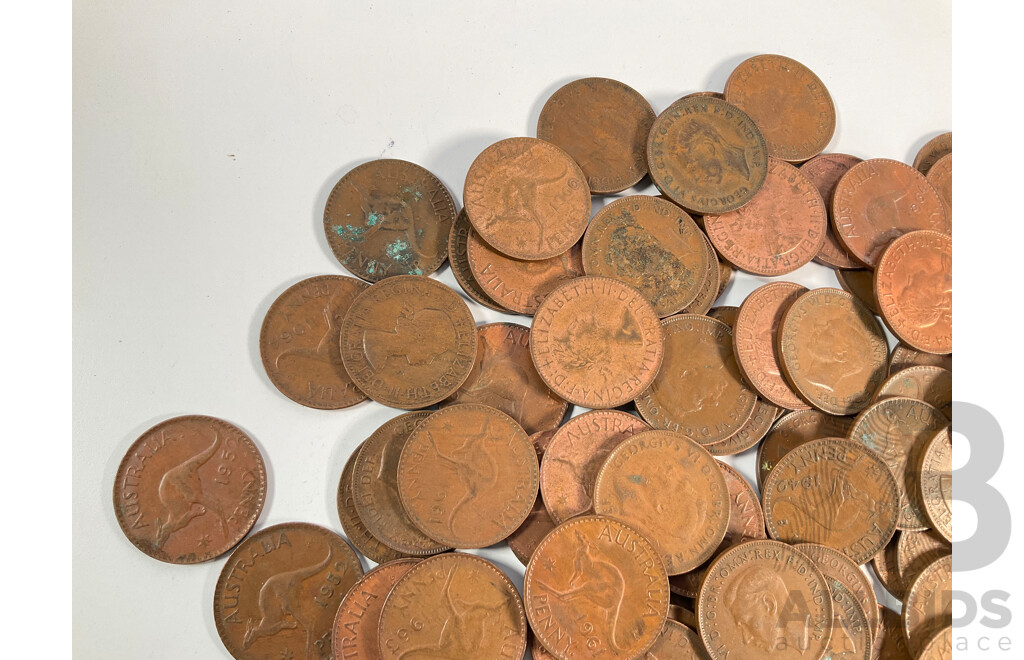 Collection of Australian KGVI/QE2 Pennies, Examples Spanning 1940 to 1964
